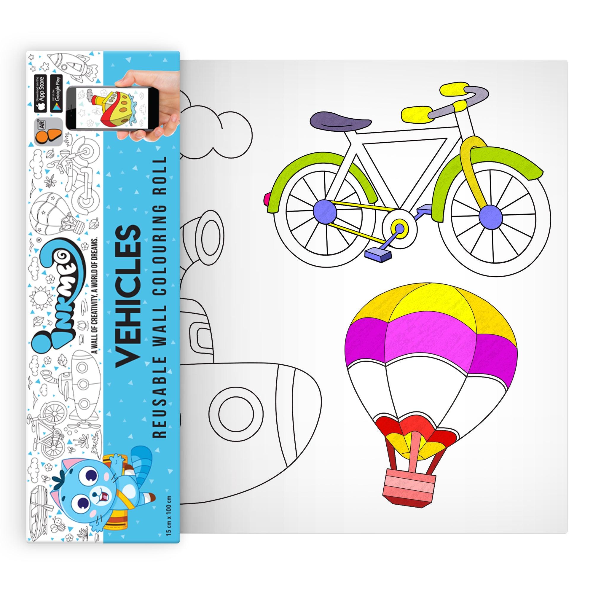 The image depicts a roll being pulled out from the triangular box, displaying colorful pictures.