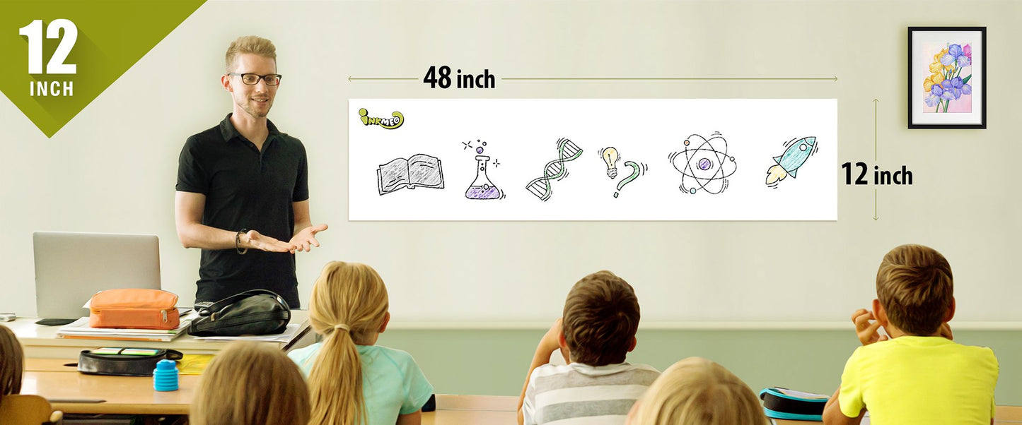 The image depicts a classroom with a teacher and students. The teacher is instructing the students using a white sheet with science pictures.