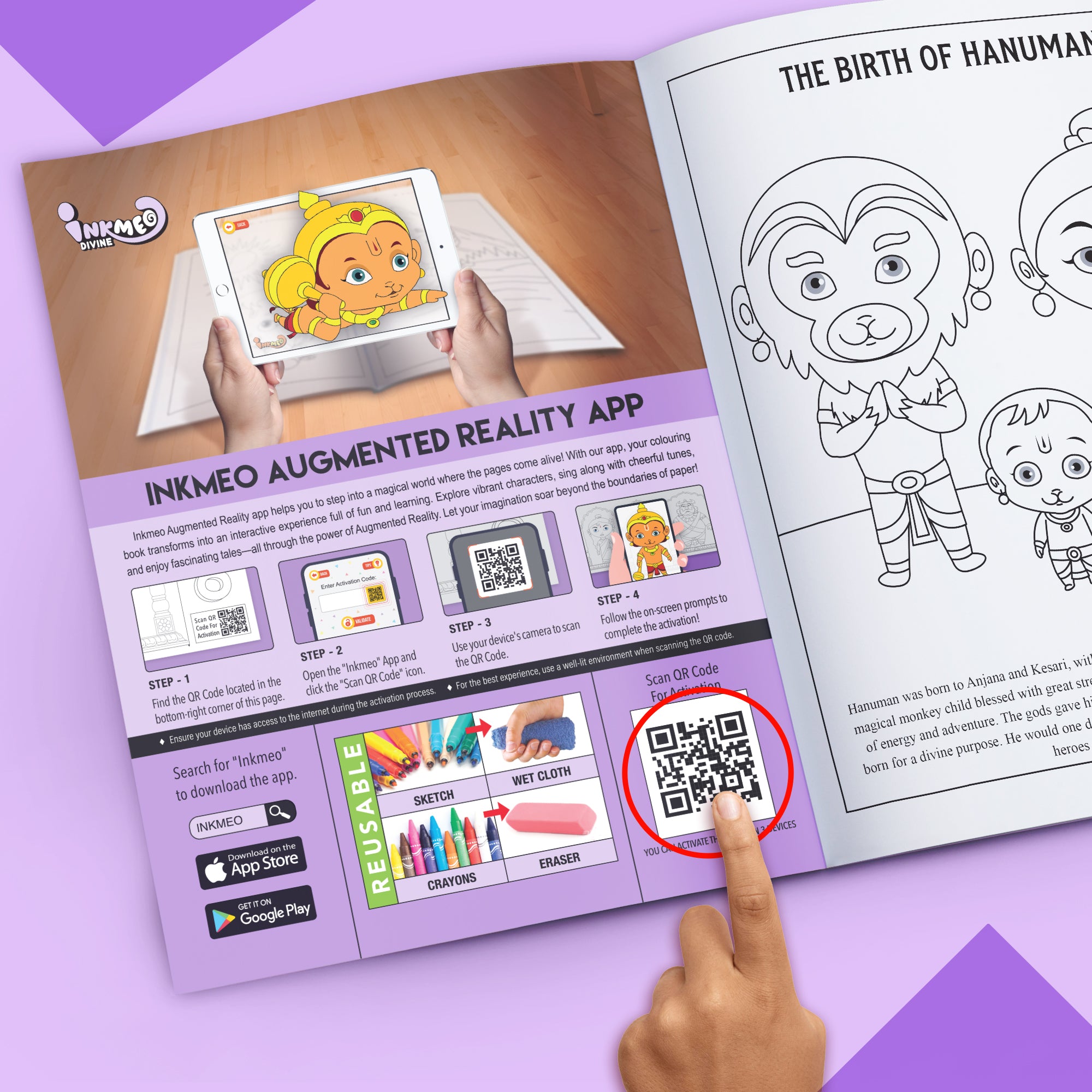 Inkmeo Hanuman Reusable Colouring Book with AR