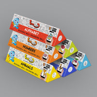 The image shows a grey background with 6 triangular boxes placed as stack as pyramid.