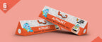 The image depicts two 6x40-inch triangular boxes arranged one above the other against a red background