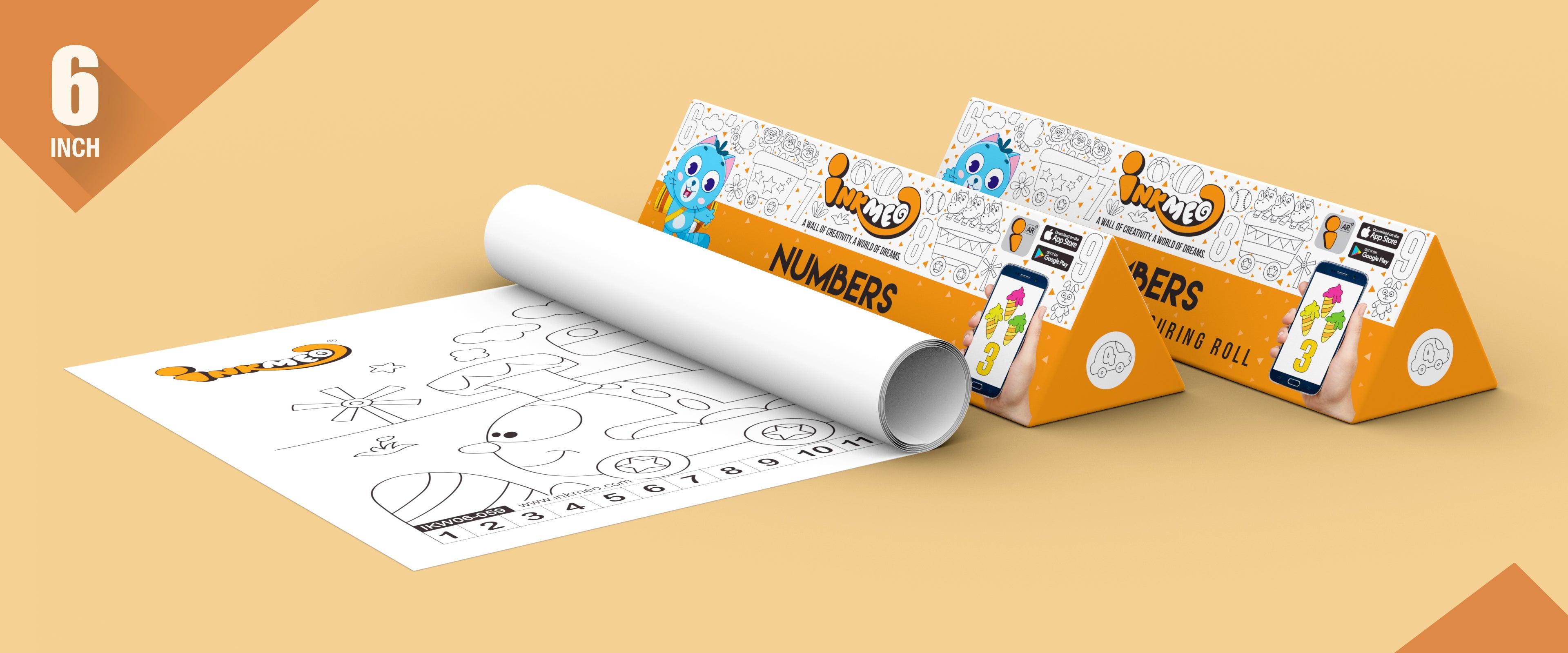 The image depicts two 6*40-inches orange triangular numbers boxes placed alongside each other, with a sheet rolled out next to them.