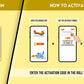 The image has a yellow background which is divided into two parts. The first part shows a free mobile application for downloading the Inkmeo app in the App Store and Google Store. The second part shows four mobile phones with the caption "To open the Inkmeo app, tap the QR code symbol, and scan the QR code & click validate.