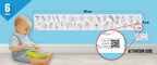 The image depicts a 6*40-inch roll adhered to the wall with a baby playing nearby, and the activation code is zoomed in separately.