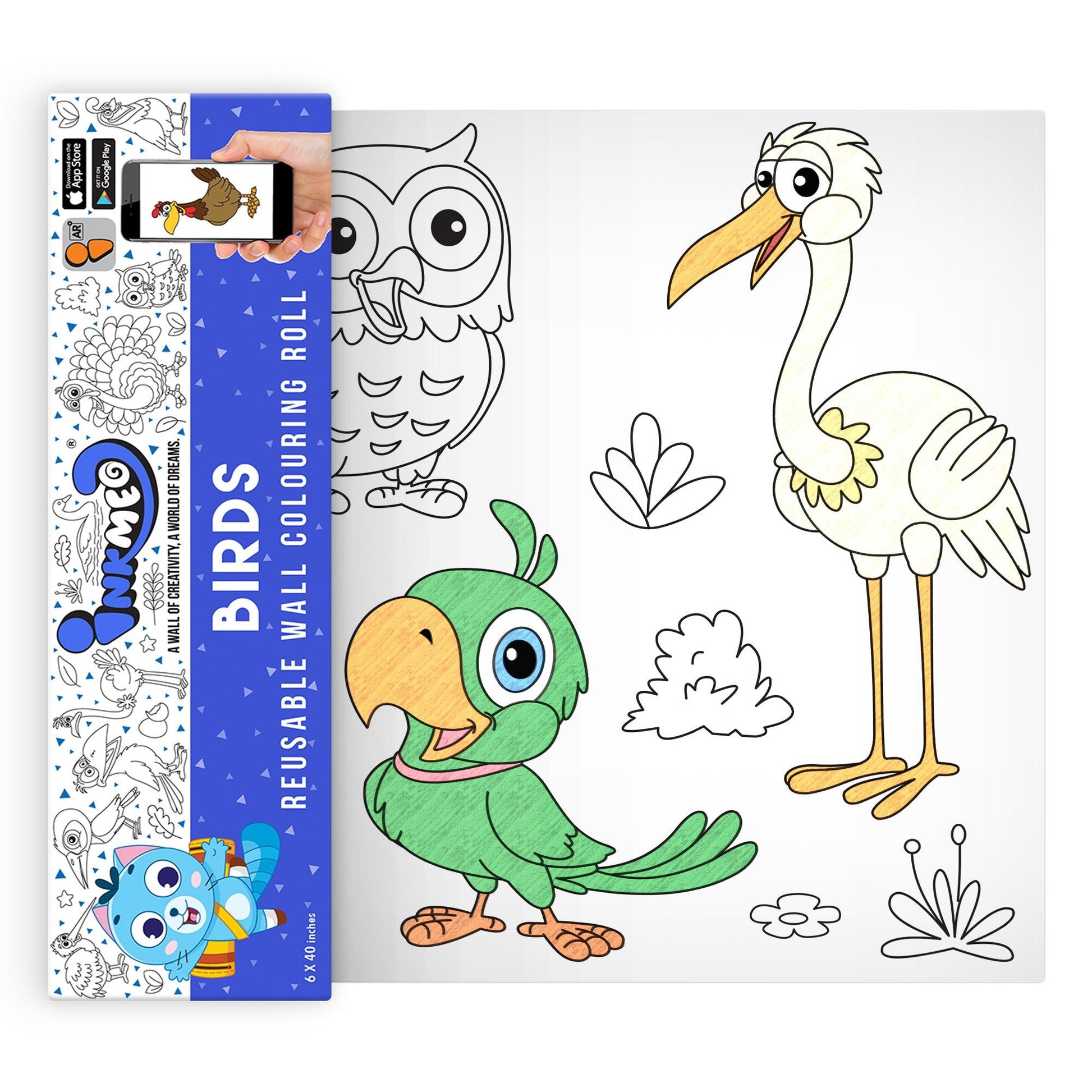 The image depicts a roll being pulled out from the triangular box, displaying colorful pictures.