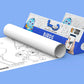 The image depicts two 6*40-inch blue triangular birds boxes placed alongside each other, with a sheet rolled out next to them.