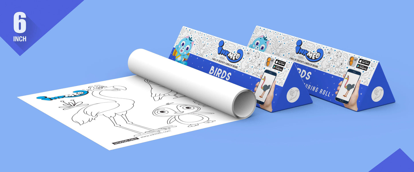 The image depicts two 6*40-inch blue triangular birds boxes placed alongside each other, with a sheet rolled out next to them.