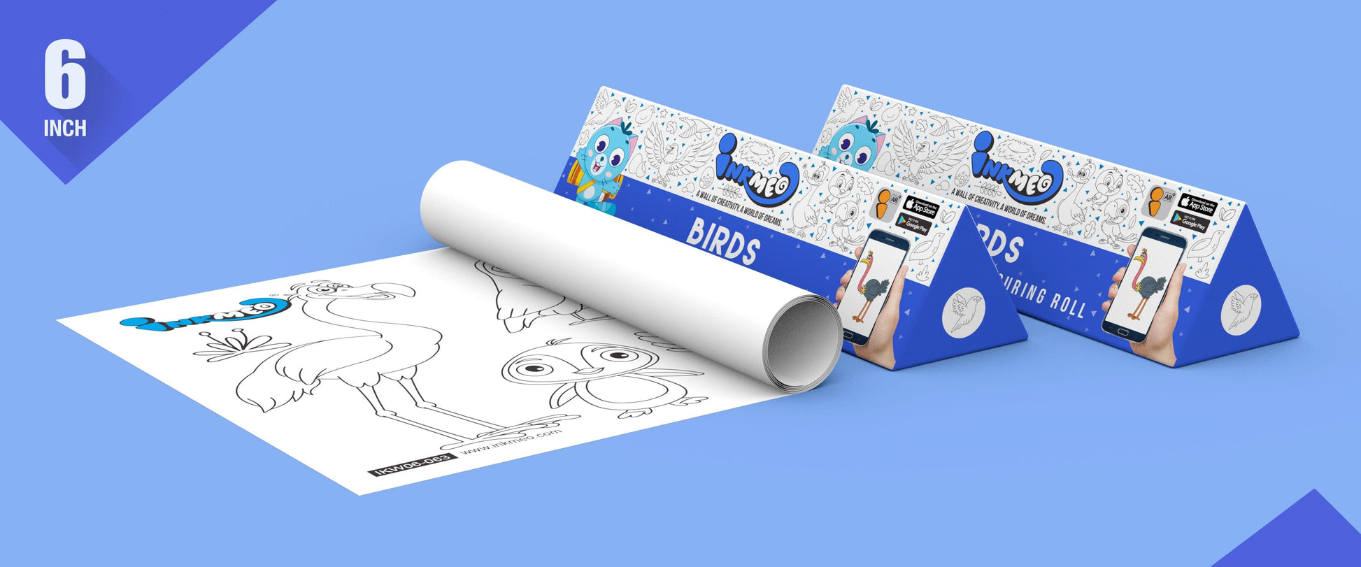 The image depicts two 6*40-inch blue triangular birds boxes placed alongside each other, with a sheet rolled out next to them.
