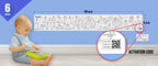 The image depicts a 6*40-inch roll adhered to the wall with a baby playing nearby, and the activation code is zoomed in separately