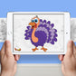 The image depicts two hands holding a tablet displaying a picture from a sheet attached to the wall. The description encourages scanning the image to enjoy the AR experience.