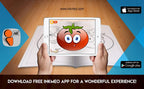 The image depicts two hands holding a tablet displaying a picture from a sheet attached to the wall. The description encourages scanning the image to enjoy the AR experience.