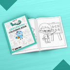 The image displays a green background with an open book filled with pictures of occupation
