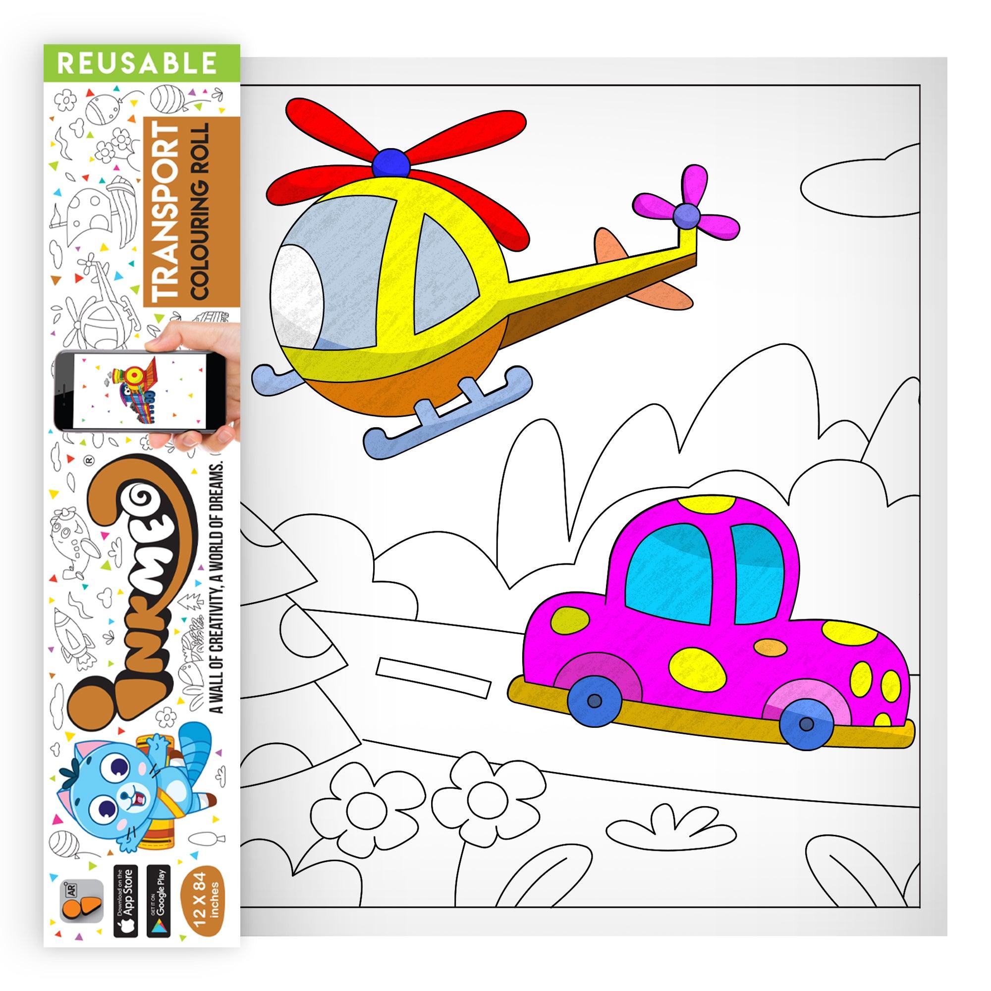 The image depicts a roll being pulled out from the triangular box, displaying colourful pictures.