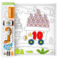 The image depicts a roll being pulled out from the triangular box, displaying colourful pictures.
