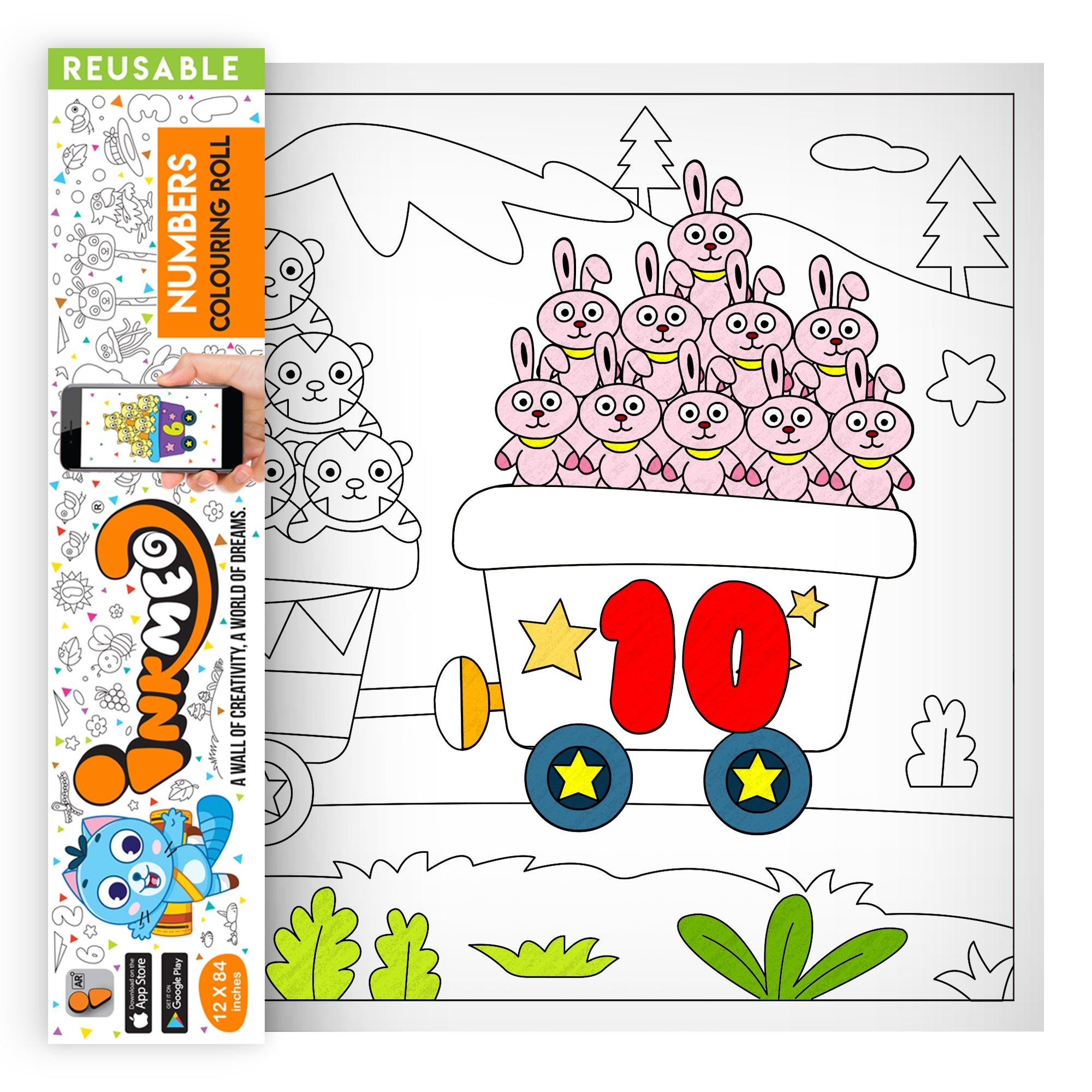 The image depicts a roll being pulled out from the triangular box, displaying colourful pictures.