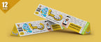 The image depicts two 12*84-inch aquarium triangular boxes arranged one above the other against a yellow background.