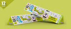 The image depicts two 12*84-inch fruits triangular boxes arranged one above the other against a green background.