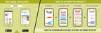 The image has a green background which is divided into two parts. The first part shows a free mobile application for downloading the Inkmeo app in the App Store and Google Store. The second part shows four mobile phones with the caption "To open the Inkmeo app, select your product category, select your product, and enter the code & click validate.
