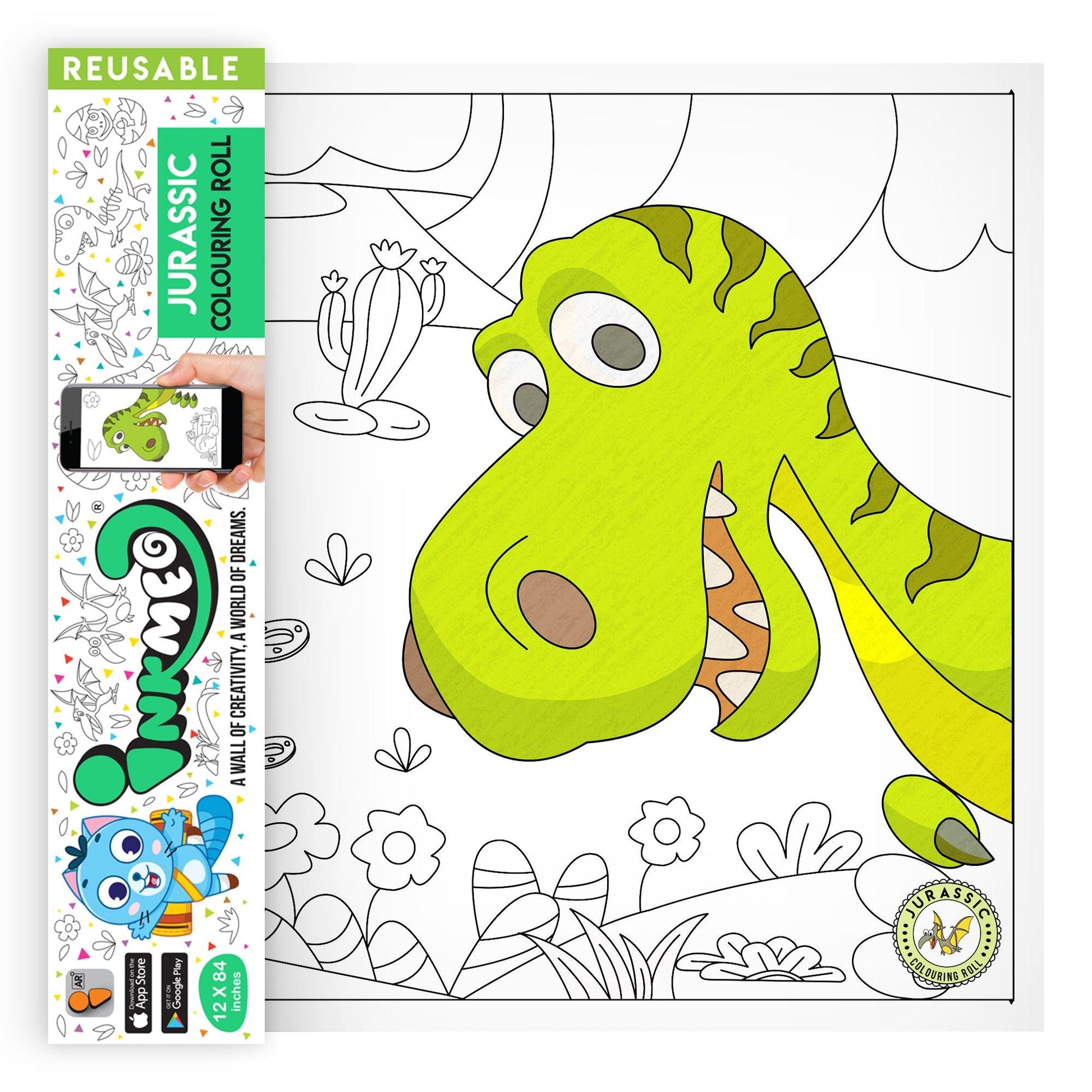 OMY Stick-It Adhesive Dinos Coloring Roll