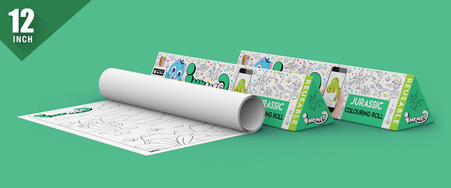 Jurassic Colouring Roll (12 inch) - Inkmeo