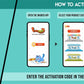 The image has a green background which is divided into two parts. The first part shows a free mobile application for downloading the Inkmeo app in the App Store and Google Store. The second part shows four mobile phones with the caption "To open the Inkmeo app, select your product category, select your product, and enter the code & click validate.