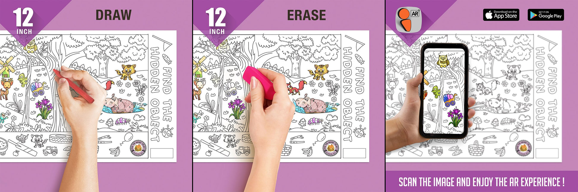 Find the Hidden Object Colouring Roll (12 inch) - Inkmeo