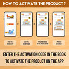  The image displays a brown background with four phones showcasing the message "To access the Inkmeo app, acquire the secret code, input the code, and tap for validation to activate the product.