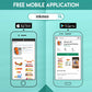 The image demonstrates how to install the Inkmeo app from both the App Store and Play Store, as it is a free mobile application.