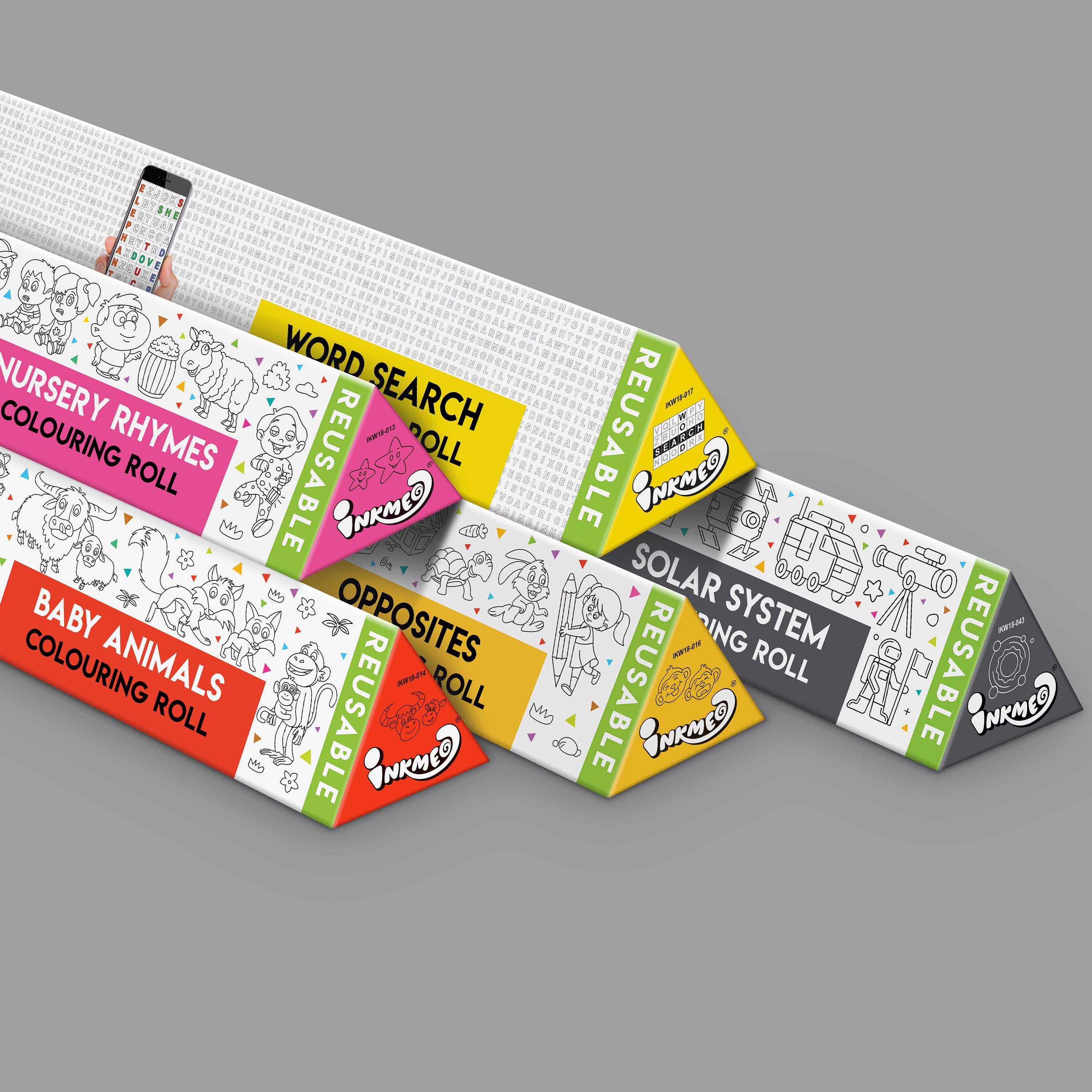 The image shows 5 triangular box of various themes which are diagonally aligned in pyramid.