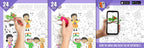 The image displays three pictures: the first one shows a hand colouring hindi rhymes roll, the second one depicts the color being erased from the board, and the third one features a hand holding a mobile phone in front of the hindi rhymes picture