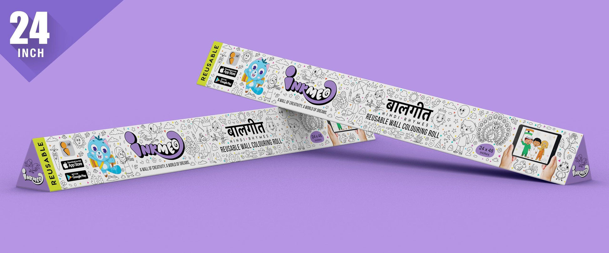Hindi Rhymes Colouring Roll ( 24 inch) - Inkmeo