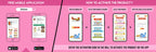 The image has a pink background which is divided into two parts. The first part shows a free mobile application for downloading the Inkmeo app in the App Store and Google Store. The second part shows four mobile phones with the caption "To open the Inkmeo app, select your product category, select your product, and enter the code & click validate.