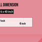 The image depicts a pink background with a ruler showing a child's height next to a 6*40 inches paper roll attached to the wall, alongside a picture of a box dimension.
