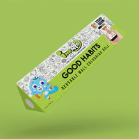 The image shows a green backdrop with a 6*40 inches Inkmeo good habits triangular box placed in the center.