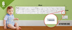The image depicts a 6*40-inches roll adhered to the wall with a baby playing nearby, and the activation code is zoomed in separately.