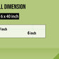 The image depicts a green background with a ruler showing a child's height next to a 6*40 inches paper roll attached to the wall, alongside a picture of a box dimension.