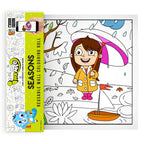  The image depicts a roll being pulled out from the triangular box, displaying colorful pictures.