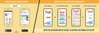 The image has a yellow background which is divided into two parts. The first part shows a free mobile application for downloading the Inkmeo app in the App Store and Google Store. The second part shows four mobile phones with the caption "To open the Inkmeo app, select your product category, select your product, and enter the code & click validate.