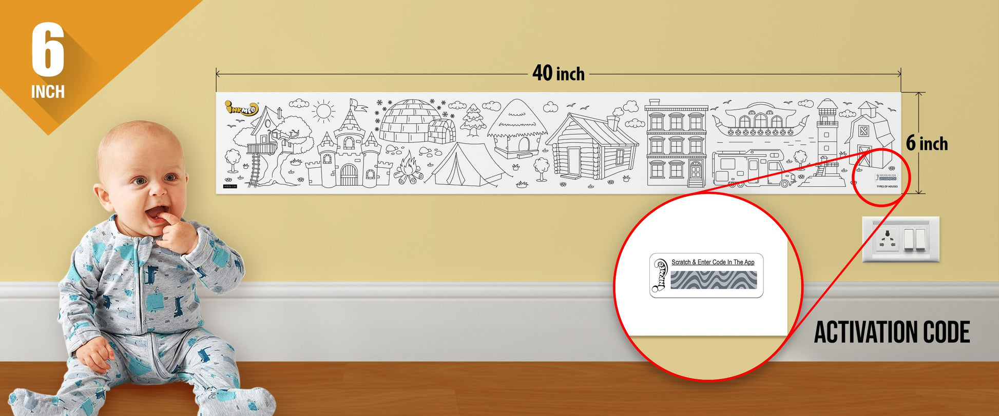 Types of Houses Colouring Roll (6 inch) - Inkmeo