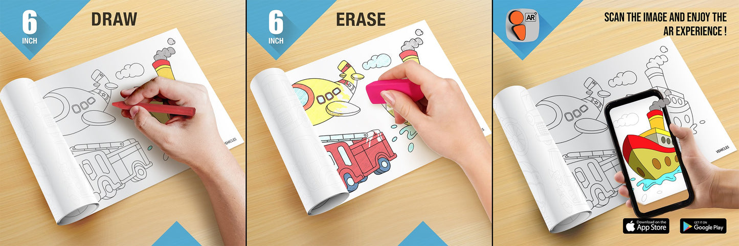 Vehicles Colouring Roll (6 inch) - Inkmeo