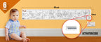 The image depicts a 6*40-inches roll adhered to the wall with a baby playing nearby, and the activation code is zoomed in separately.