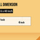 The image depicts an orange background with a ruler showing a child's height next to a 6*40 inches paper roll attached to the wall, alongside a picture of a box dimension.
