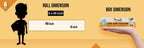 The image depicts an orange background with a ruler showing a child's height next to a 6*40 inches paper roll attached to the wall, alongside a picture of a box dimension.