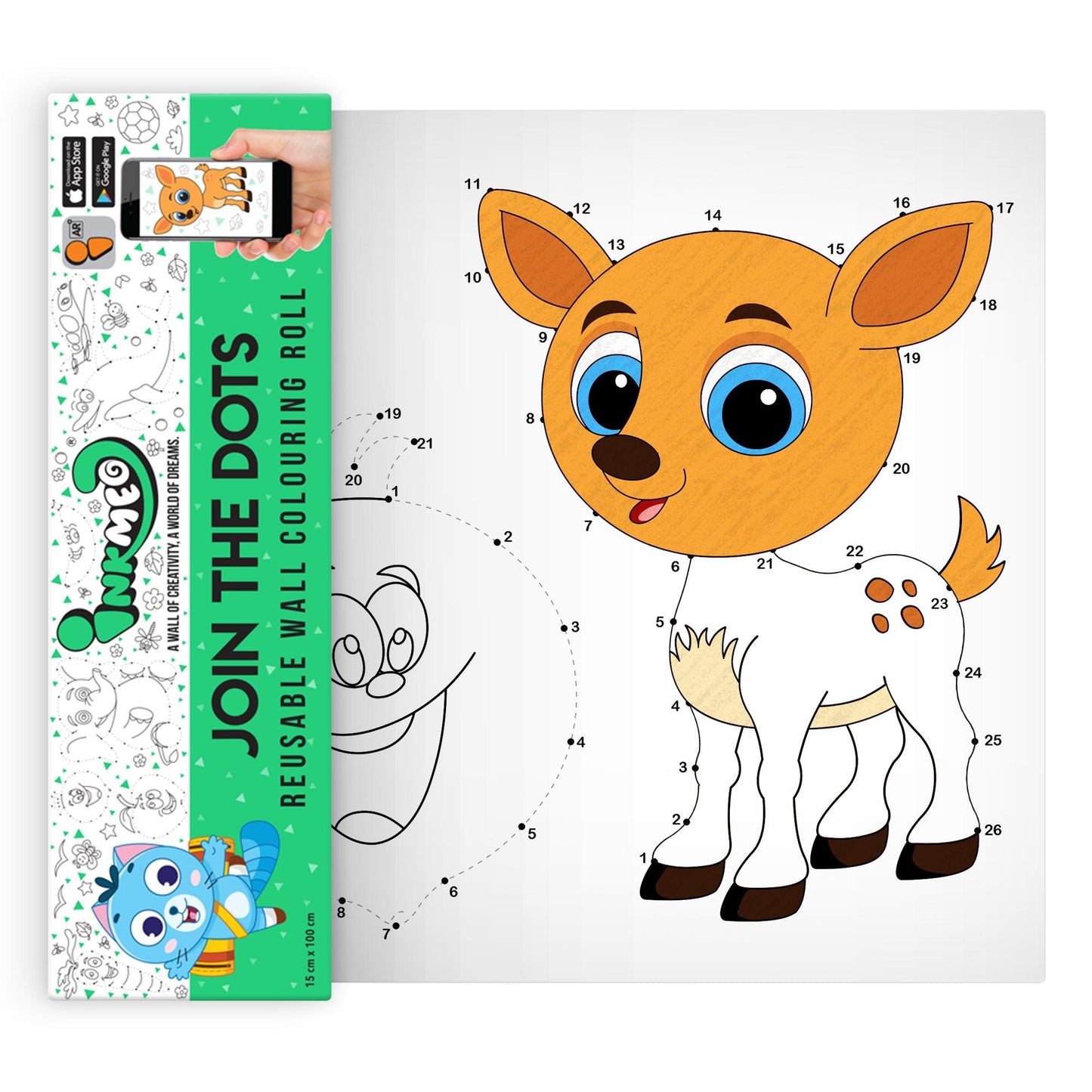 The image depicts a roll being pulled out from the triangular box, displaying colourful pictures.