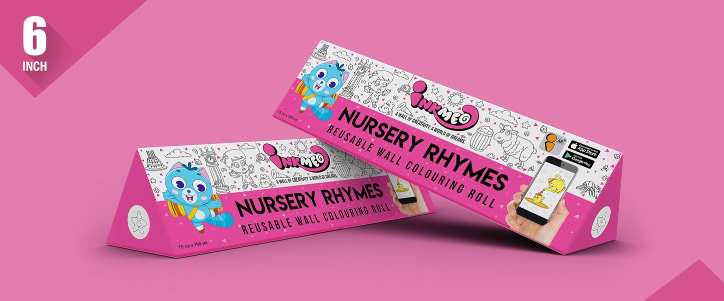 Nursery Rhymes Colouring Roll (6 inch) - Inkmeo