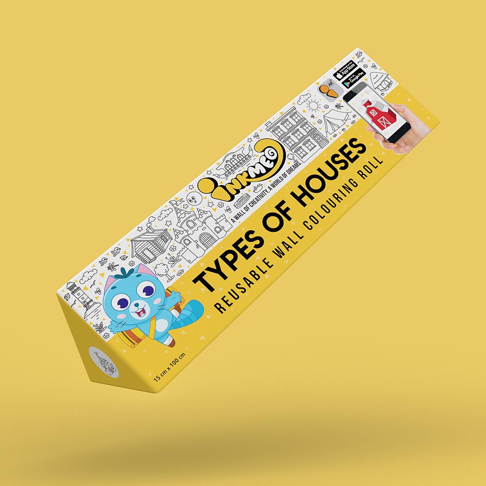 Types of Houses Colouring Roll (6 inch) - Inkmeo