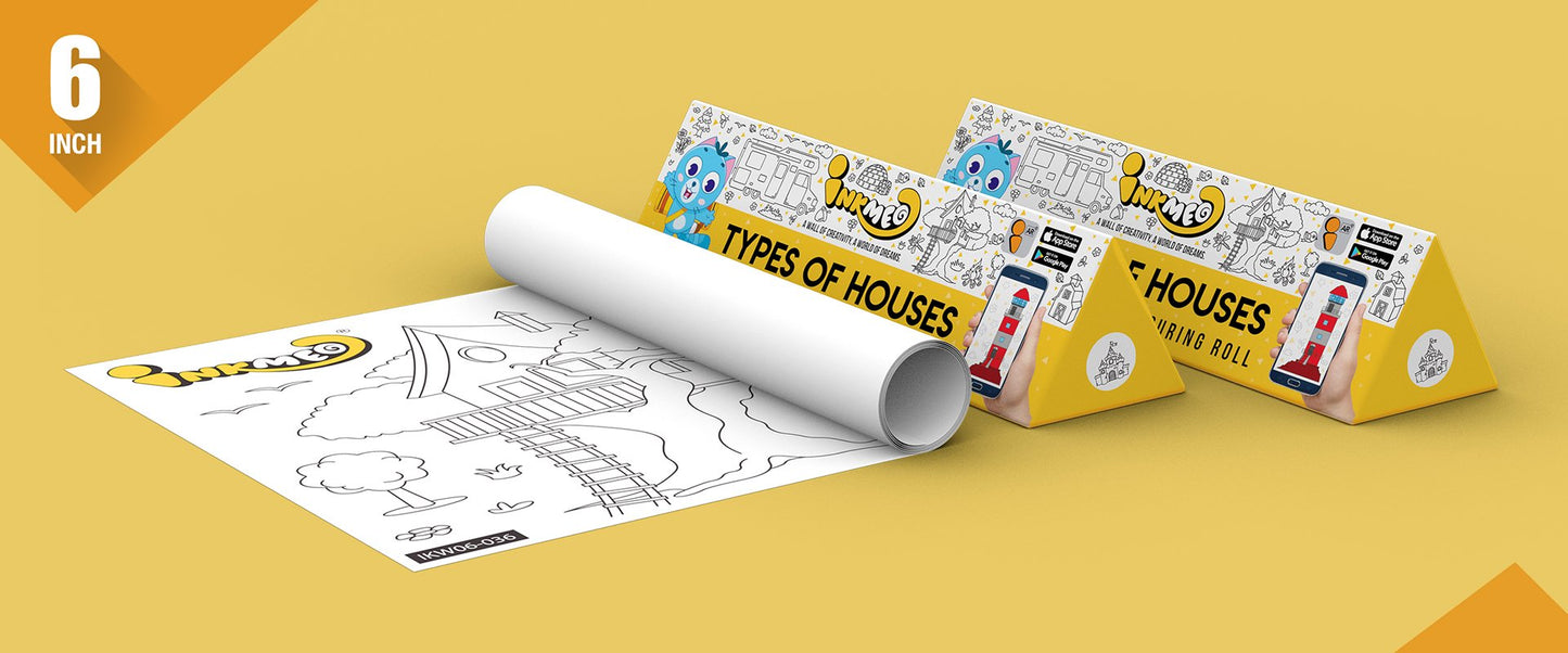 Types of Houses Colouring Roll (6 inch) - Inkmeo