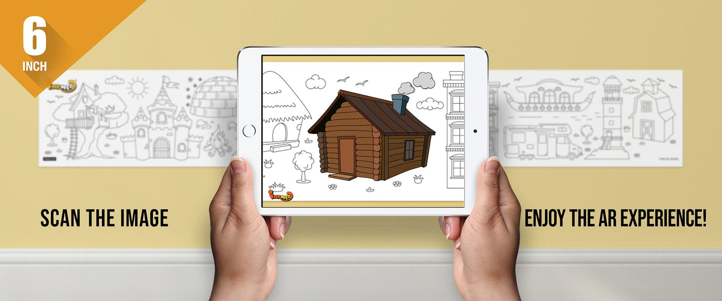 Types of Houses Colouring Roll (6 inch) - Inkmeo