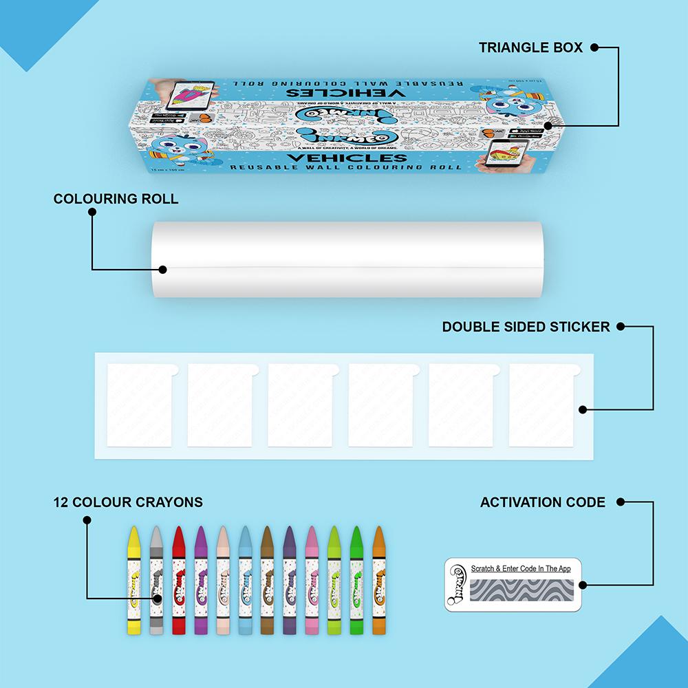 Vehicles Colouring Roll (6 inch) - Inkmeo