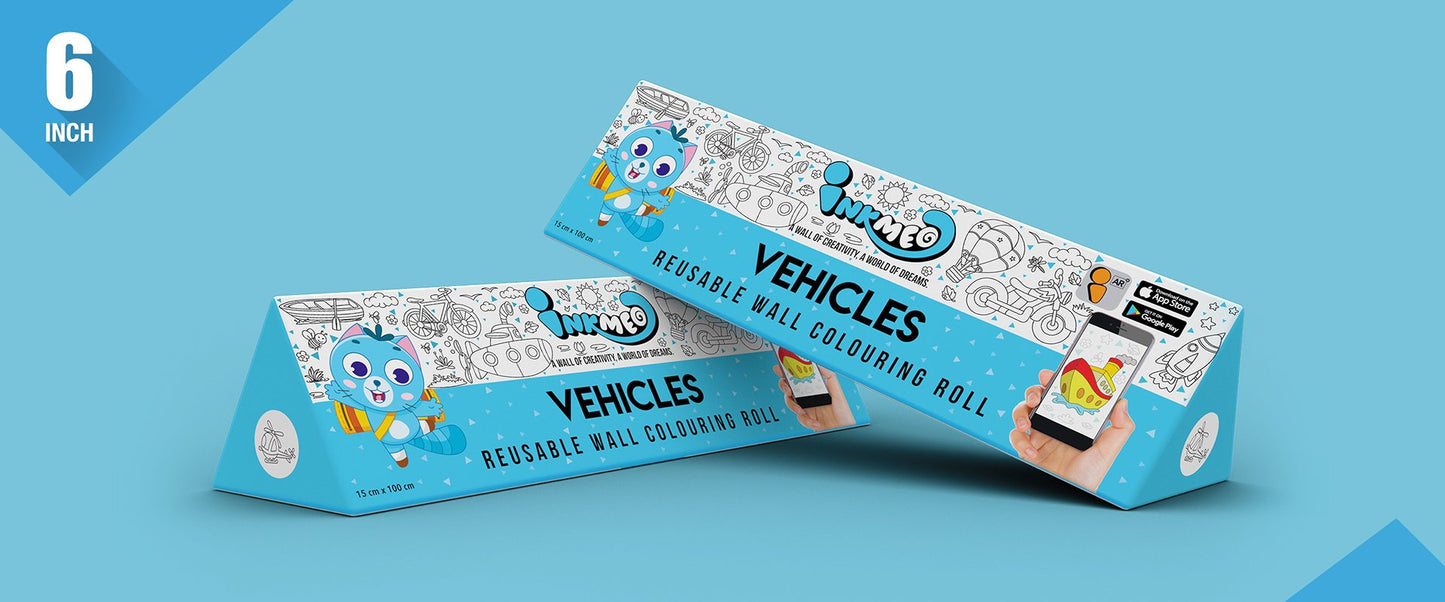 Vehicles Colouring Roll (6 inch) - Inkmeo